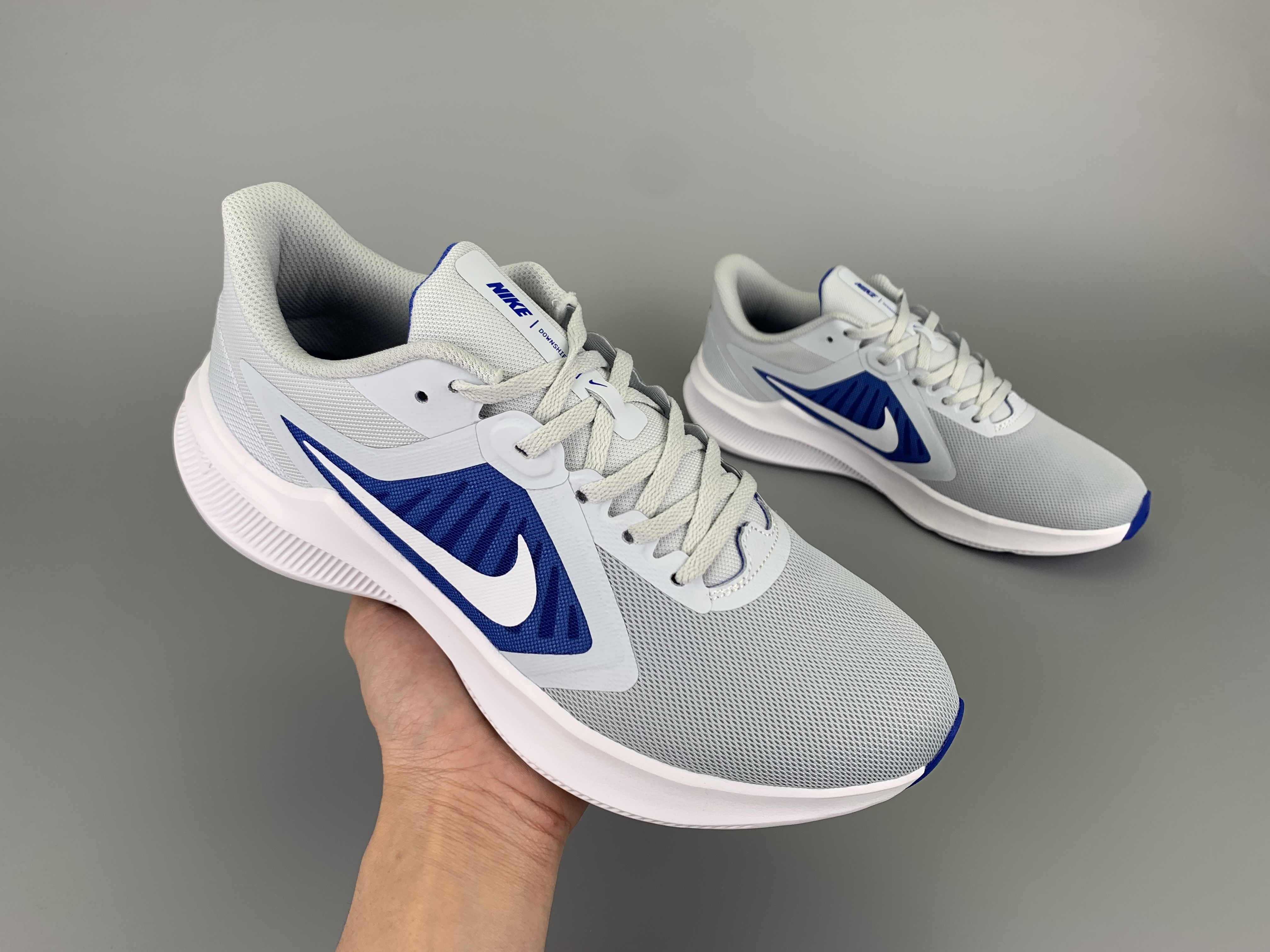 New Men Nike Air Zoom Pegasus 10 Grey Blue Running Shoes - Click Image to Close